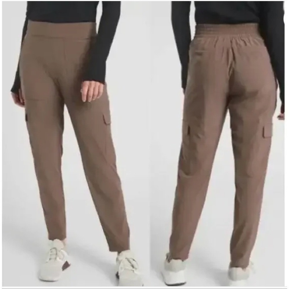 Athleta Chelsea Cargo Lined Pant Brown Athleisure Travel Cozy‎ Sz 0 Sustainable